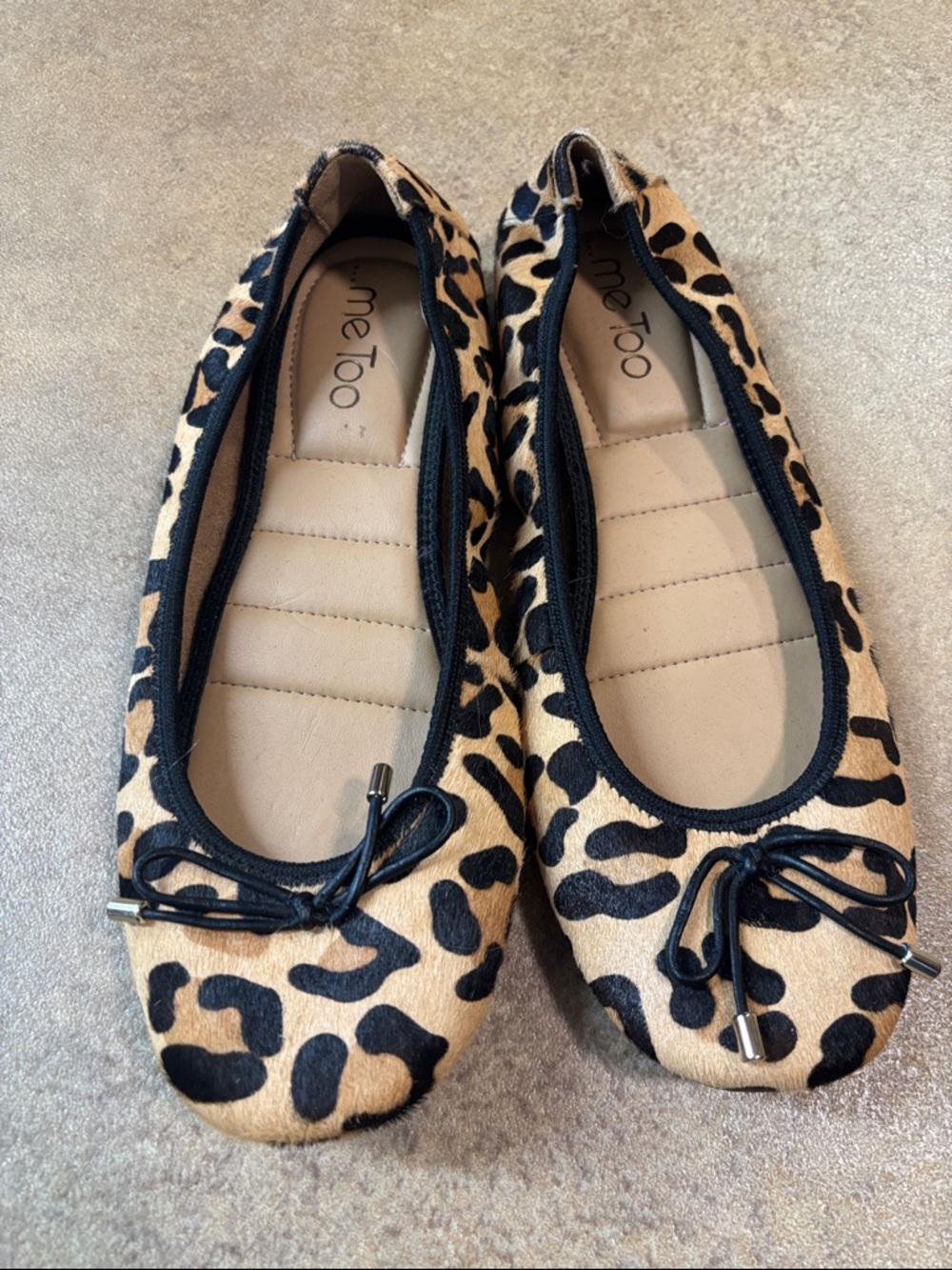 me too Leopard Print Ballet Flats in Tan and Black
